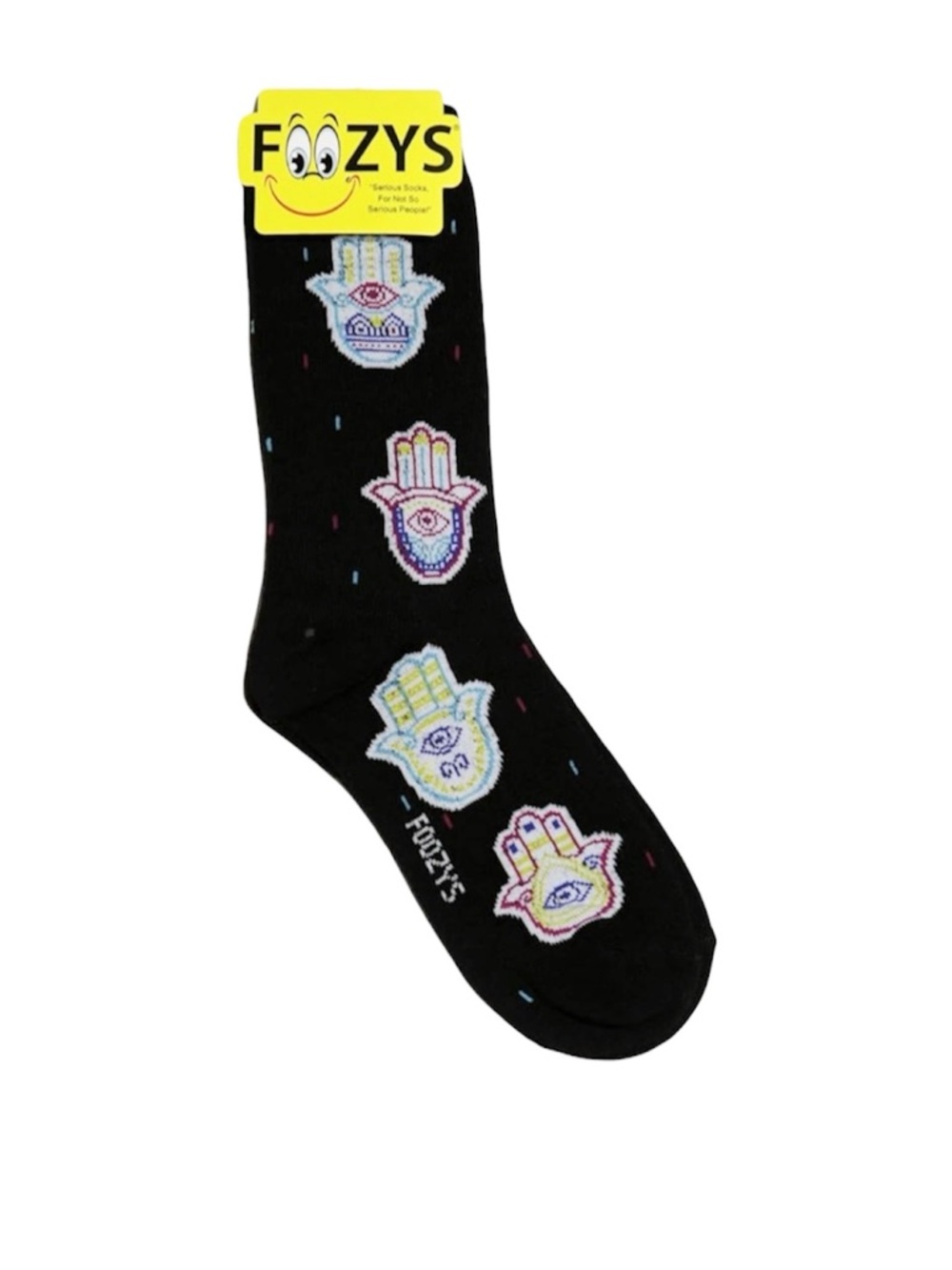 Foozys Black Hamsa Pattern Crew Socks